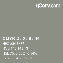 Color code: CMYK 2 / 0 / 8 / 44 | qconv.com