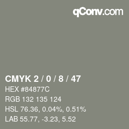 Color code: CMYK 2 / 0 / 8 / 47 | qconv.com