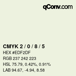 Farbcode: CMYK 2 / 0 / 8 / 5 | qconv.com