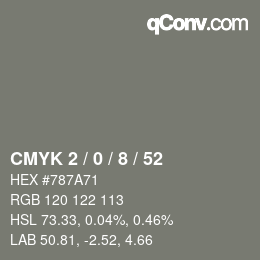 Color code: CMYK 2 / 0 / 8 / 52 | qconv.com