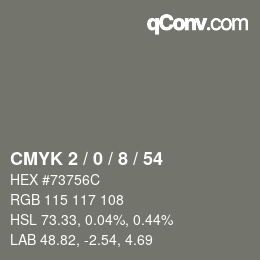 颜色代码: CMYK 2 / 0 / 8 / 54 | qconv.com