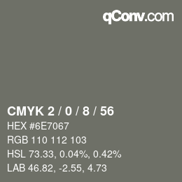 颜色代码: CMYK 2 / 0 / 8 / 56 | qconv.com