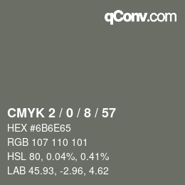 カラーコード: CMYK 2 / 0 / 8 / 57 | qconv.com