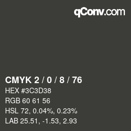 颜色代码: CMYK 2 / 0 / 8 / 76 | qconv.com