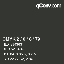 颜色代码: CMYK 2 / 0 / 8 / 79 | qconv.com