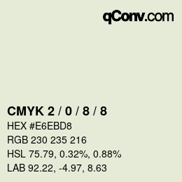 カラーコード: CMYK 2 / 0 / 8 / 8 | qconv.com