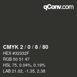カラーコード: CMYK 2 / 0 / 8 / 80 | qconv.com