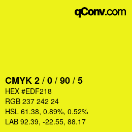 Farbcode: CMYK 2 / 0 / 90 / 5 | qconv.com