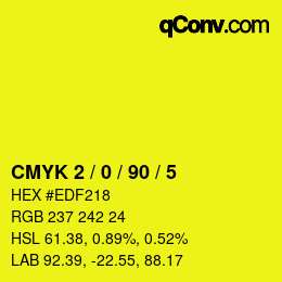 カラーコード: CMYK 2 / 0 / 90 / 5 | qconv.com