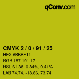 Color code: CMYK 2 / 0 / 91 / 25 | qconv.com