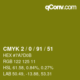 Color code: CMYK 2 / 0 / 91 / 51 | qconv.com