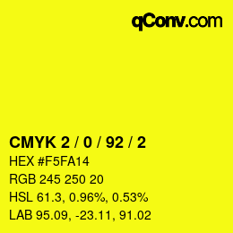 Farbcode: CMYK 2 / 0 / 92 / 2 | qconv.com