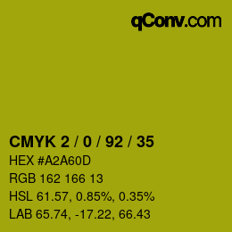 カラーコード: CMYK 2 / 0 / 92 / 35 | qconv.com