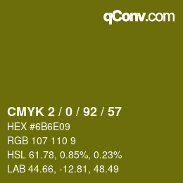 カラーコード: CMYK 2 / 0 / 92 / 57 | qconv.com