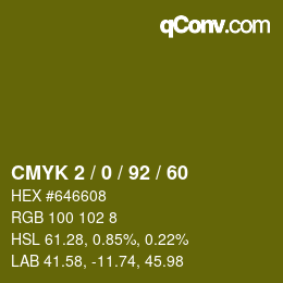 Color code: CMYK 2 / 0 / 92 / 60 | qconv.com