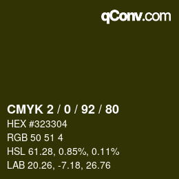 カラーコード: CMYK 2 / 0 / 92 / 80 | qconv.com