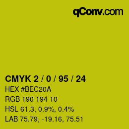 Color code: CMYK 2 / 0 / 95 / 24 | qconv.com