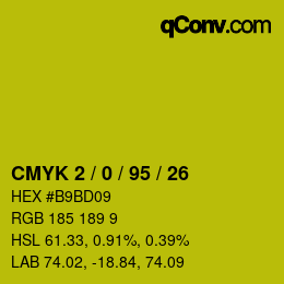 Color code: CMYK 2 / 0 / 95 / 26 | qconv.com