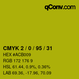 Color code: CMYK 2 / 0 / 95 / 31 | qconv.com