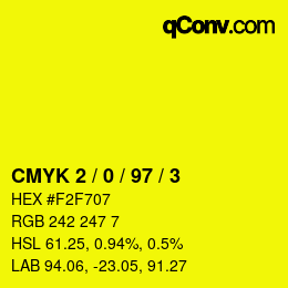 Color code: CMYK 2 / 0 / 97 / 3 | qconv.com