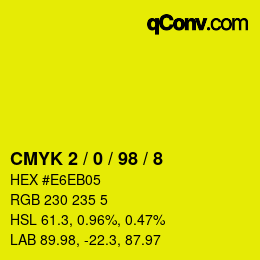 Color code: CMYK 2 / 0 / 98 / 8 | qconv.com