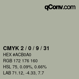 Farbcode: CMYK 2 / 0 / 9 / 31 | qconv.com
