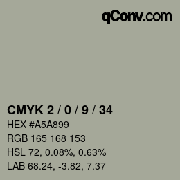 カラーコード: CMYK 2 / 0 / 9 / 34 | qconv.com