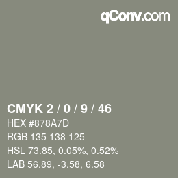 Color code: CMYK 2 / 0 / 9 / 46 | qconv.com