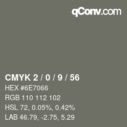 颜色代码: CMYK 2 / 0 / 9 / 56 | qconv.com