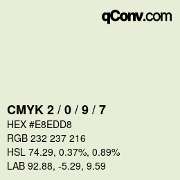 カラーコード: CMYK 2 / 0 / 9 / 7 | qconv.com