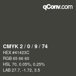 Color code: CMYK 2 / 0 / 9 / 74 | qconv.com