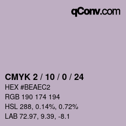 カラーコード: CMYK 2 / 10 / 0 / 24 | qconv.com