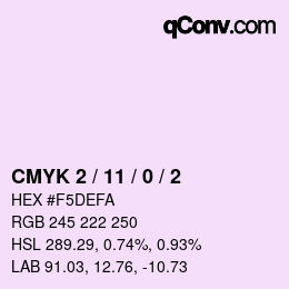 颜色代码: CMYK 2 / 11 / 0 / 2 | qconv.com