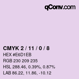 カラーコード: CMYK 2 / 11 / 0 / 8 | qconv.com