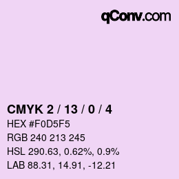 カラーコード: CMYK 2 / 13 / 0 / 4 | qconv.com
