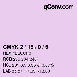 Farbcode: CMYK 2 / 15 / 0 / 6 | qconv.com