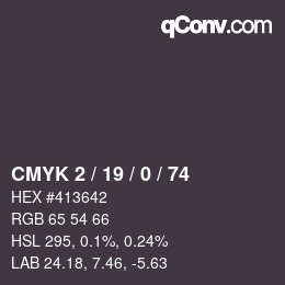 カラーコード: CMYK 2 / 19 / 0 / 74 | qconv.com