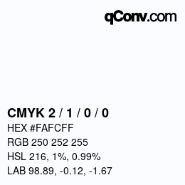 カラーコード: CMYK 2 / 1 / 0 / 0 | qconv.com