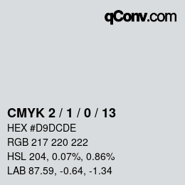 カラーコード: CMYK 2 / 1 / 0 / 13 | qconv.com