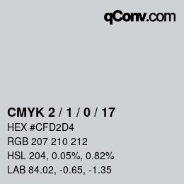 Color code: CMYK 2 / 1 / 0 / 17 | qconv.com