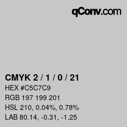颜色代码: CMYK 2 / 1 / 0 / 21 | qconv.com