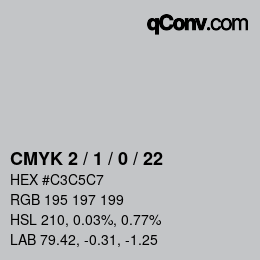 カラーコード: CMYK 2 / 1 / 0 / 22 | qconv.com