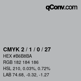 Code couleur: CMYK 2 / 1 / 0 / 27 | qconv.com