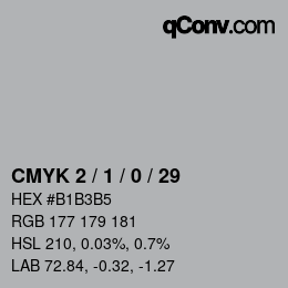 カラーコード: CMYK 2 / 1 / 0 / 29 | qconv.com