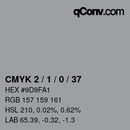 カラーコード: CMYK 2 / 1 / 0 / 37 | qconv.com