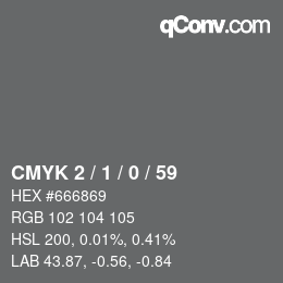 カラーコード: CMYK 2 / 1 / 0 / 59 | qconv.com