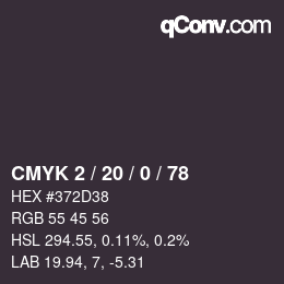 Color code: CMYK 2 / 20 / 0 / 78 | qconv.com