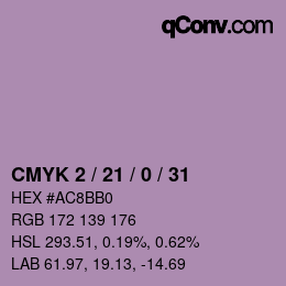 カラーコード: CMYK 2 / 21 / 0 / 31 | qconv.com