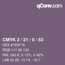 Farbcode: CMYK 2 / 21 / 0 / 53 | qconv.com