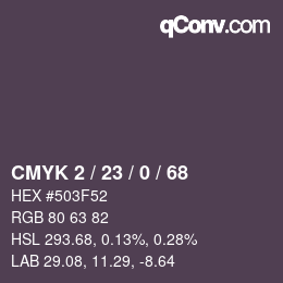 カラーコード: CMYK 2 / 23 / 0 / 68 | qconv.com